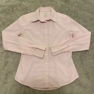 Banana Republic Women’s Non-iron Fitted Stretch Button Down Shirt Pink 0 Petite